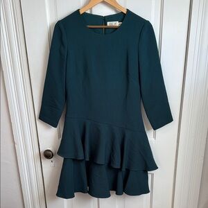 Eliza J // Elegant Dark Green Ruffle Dress